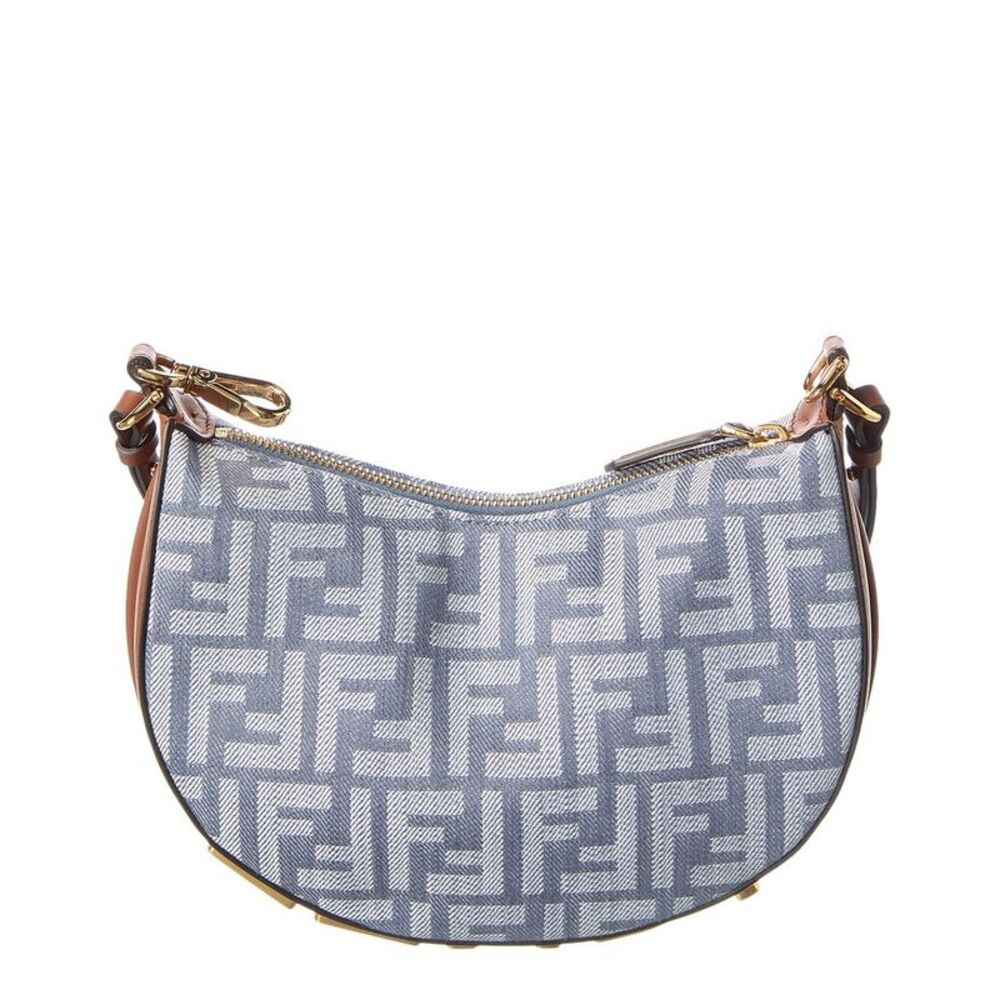 Fendi Fendigraphy Mini Ff Denim & Leather Hobo Bag - Picture 2 of 6